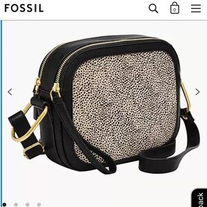 Fossil Black and Cream Crossbody Bag